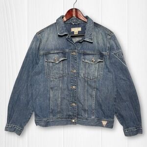 VTG Y2K‎ Guess Jeans Denim Jacket Women's M Blue Cotton Trucker Style
